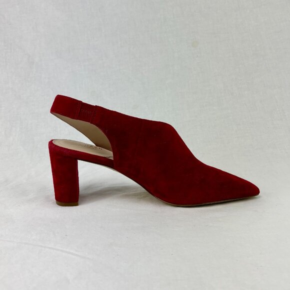 NWT Cole Haan Red Suede Slingback Block Heels - Size 7.5B - Picture 2 of 10